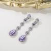 imageBriLove Clipon Earrings for WomenGorgeous Shiny Rhinestones Teardrop Chandelier Long Dangle Earring for Wedding Party Prom Jewelry AccessoriesLight Purple SilverTone