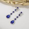 imageBriLove Clipon Earrings for WomenGorgeous Shiny Rhinestones Teardrop Chandelier Long Dangle Earring for Wedding Party Prom Jewelry AccessoriesRoyal Blue SilverTone