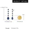 imageBriLove Clipon Earrings for WomenGorgeous Shiny Rhinestones Teardrop Chandelier Long Dangle Earring for Wedding Party Prom Jewelry AccessoriesSapphire Color SilverTone