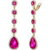 imageBriLove Clipon Earrings for WomenGorgeous Shiny Rhinestones Teardrop Chandelier Long Dangle Earring for Wedding Party Prom Jewelry AccessoriesFuchsia GoldTone