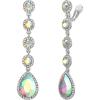 imageBriLove Clipon Earrings for WomenGorgeous Shiny Rhinestones Teardrop Chandelier Long Dangle Earring for Wedding Party Prom Jewelry AccessoriesIridescent AB SilverTone