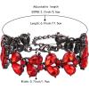 imageBriLove Wedding Bridal Crystal Rhinestone Multi Teardrop Bracelet for Women Party PromRuby Color BlackTone