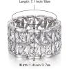 imageBriLove Wedding Bridal Marquise Rhinestones Cluster Stretch Bangle Bracelet for BrideClear SilverTone