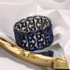 imageBriLove Wedding Bridal Marquise Rhinestones Cluster Stretch Bangle Bracelet for BrideSapphire Color BlackTone