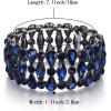 imageBriLove Wedding Bridal Teardrop Rhinestones Cluster Stretch Bangle Bracelet for BrideSapphire Color BlackTone