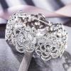 imageBriLove Womens Wedding Bridal Crystal Hollow Flower Tennis Stretch Bracelet