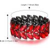 imageBriLove Womens Wedding Bridal Crystal Marquise Rhinestone Beaded Stretch Bangle Bracelet02Ruby Color BlackTone