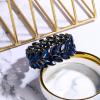 imageBriLove Womens Wedding Bridal Crystal Marquise Rhinestone Beaded Stretch Bangle Bracelet03Sapphire Color BlackTone