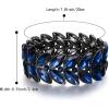 imageBriLove Womens Wedding Bridal Crystal Marquise Rhinestone Beaded Stretch Bangle Bracelet03Sapphire Color BlackTone