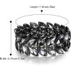 imageBriLove Womens Wedding Bridal Crystal Marquise Rhinestone Beaded Stretch Bangle Bracelet05Grey BlackTone