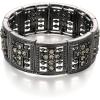 imageBriLove Wedding Bridal Cross Rhinestones Cluster Stretch Bangle Bracelet for Bride Grey BlackTone