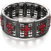 imageBriLove Wedding Bridal Cross Rhinestones Cluster Stretch Bangle Bracelet for BrideRuby Color BlackTone