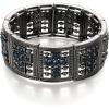 imageBriLove Wedding Bridal Cross Rhinestones Cluster Stretch Bangle Bracelet for BrideSapphire Color BlackTone