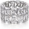 imageBriLove Wedding Bridal Marquise Rhinestones Cluster Stretch Bangle Bracelet for BrideClear SilverTone