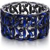 imageBriLove Wedding Bridal Marquise Rhinestones Cluster Stretch Bangle Bracelet for BrideSapphire Color BlackTone