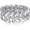 imageBriLove Womens Wedding Bridal Crystal Marquise Rhinestone Beaded Stretch Bangle Bracelet01Clear SilverTone