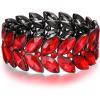 imageBriLove Womens Wedding Bridal Crystal Marquise Rhinestone Beaded Stretch Bangle Bracelet02Ruby Color BlackTone