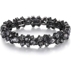 imageBriLove Wedding Bridal Bracelet MarquiseShape Stretch Bangle for WomenGrey Blacktone