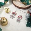 imageBriLove Christmas Earrings for Women Shiny Rhinestone Cute Candy Crutch Bowknot Wreath Snowflake Hook Dangle Earring Xmas Festival Decor Holiday Party Jewelry GiftSnowflake Pink