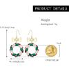 imageBriLove Christmas Earrings for Women Shiny Rhinestone Cute Candy Crutch Bowknot Wreath Snowflake Hook Dangle Earring Xmas Festival Decor Holiday Party Jewelry GiftWreath Gold