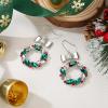 imageBriLove Christmas Earrings for Women Shiny Rhinestone Cute Candy Crutch Bowknot Wreath Snowflake Hook Dangle Earring Xmas Festival Decor Holiday Party Jewelry GiftWreath Silver
