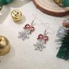 imageBriLove Christmas Earrings for Women Shiny Rhinestone Cute Candy Crutch Bowknot Wreath Snowflake Hook Dangle Earring Xmas Festival Decor Holiday Party Jewelry GiftSnowflake Iridescent AB