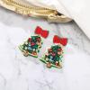 imageBriLove Christmas Tree Bowknot Earrings Crystal Beaded Dangle Jewelry for Women Party Holiday Multicolor