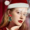 imageBriLove Christmas Tree Bowknot Earrings Crystal Beaded Dangle Jewelry for Women Party Holiday Multicolor