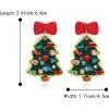 imageBriLove Christmas Tree Bowknot Earrings Crystal Beaded Dangle Jewelry for Women Party Holiday Multicolor
