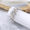 imageBriLove Wedding Bridal Stunning Crystal Snowflake Teardrop Cluster Stretch Bangle Bracelet for Women BrideClear SilverTone