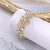 imageBriLove Wedding Bridal Stunning Crystal Snowflake Teardrop Cluster Stretch Bangle Bracelet for Women BrideIridescent AB GoldTone