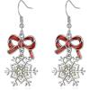 imageBriLove Christmas Earrings for Women Shiny Rhinestone Cute Candy Crutch Bowknot Wreath Snowflake Hook Dangle Earring Xmas Festival Decor Holiday Party Jewelry GiftSnowflake Iridescent AB