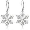 imageBriLove Christmas Snowflake Earrings for Women Winter Party Snowflakes HookLeverback Dangle Drop Earring for Xmas Festival Decor Holiday Party Jewelry GiftLeverback Clear Silver