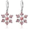 imageBriLove Christmas Snowflake Earrings for Women Winter Party Snowflakes HookLeverback Dangle Drop Earring for Xmas Festival Decor Holiday Party Jewelry GiftLeverback Pink