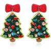 imageBriLove Christmas Tree Bowknot Earrings Crystal Beaded Dangle Jewelry for Women Party Holiday Multicolor