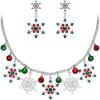 imageBriLove Christmas Winter Snowflakes Necklace Earrings Set Sparkling Bling Cubic Zirconia Collar Necklaces Drop Dangle Earrings Xmas Holiday Party Jewelry Gift for WomenMulticolor SilverTone
