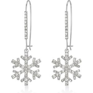 imageBriLove Christmas Snowflake Earrings for Women Winter Party Snowflakes HookLeverback Dangle Drop Earring for Xmas Festival Decor Holiday Party Jewelry GiftHook Clear