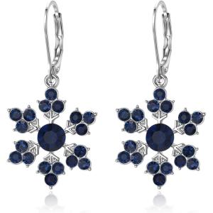 imageBriLove Christmas Snowflake Earrings for Women Winter Party Snowflakes HookLeverback Dangle Drop Earring for Xmas Festival Decor Holiday Party Jewelry GiftLeverback Sapphire