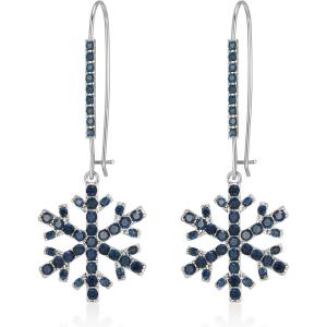 imageBriLove Christmas Snowflake Earrings for Women Winter Party Snowflakes HookLeverback Dangle Drop Earring for Xmas Festival Decor Holiday Party Jewelry GiftHook Sapphire Color