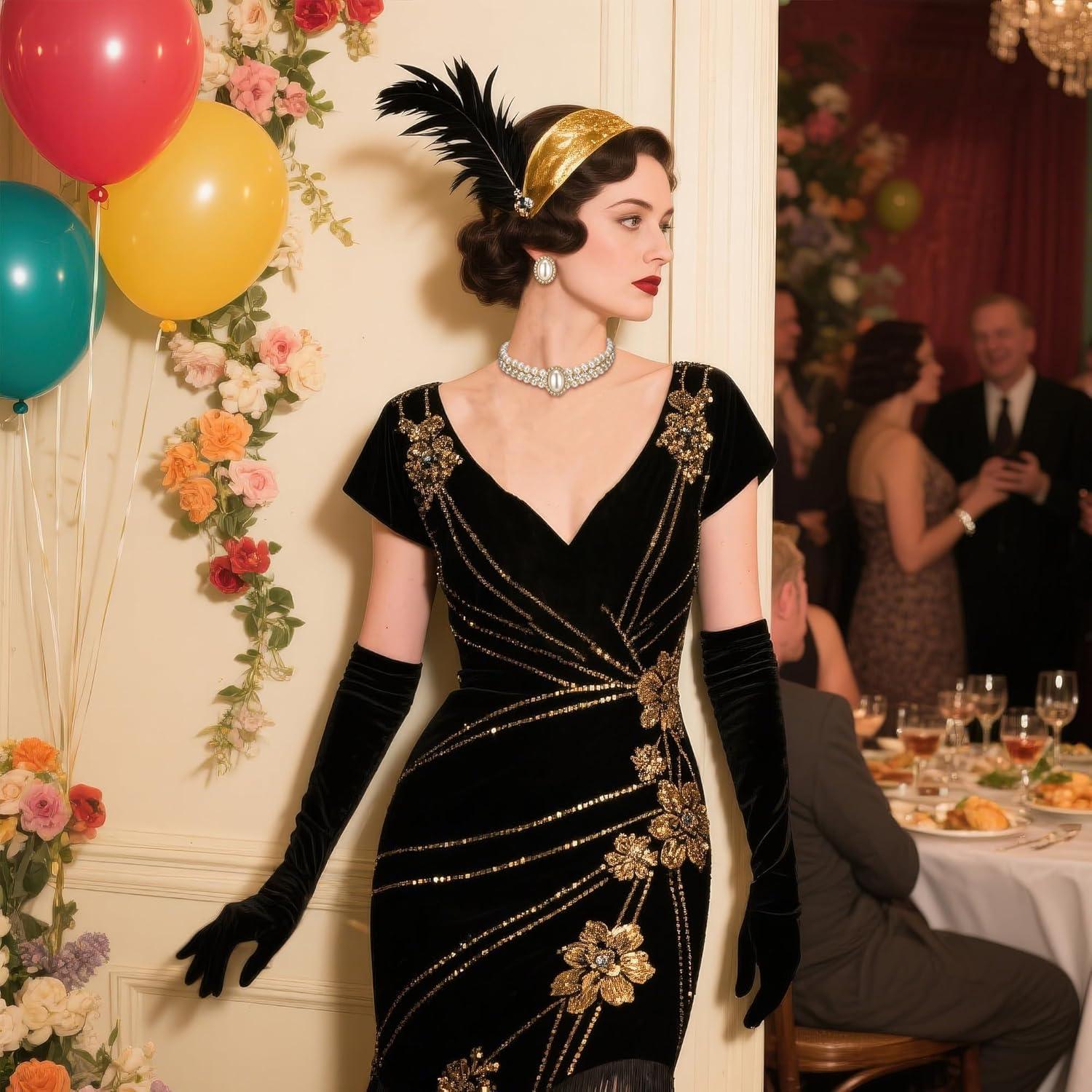 imageBriLove 1920s Costume Jewelry Set for WomenVintage Multilayer Simulated Pearl Crystal Necklace Bracelet Earrings Cosplay Party Accessories2pcs Stud