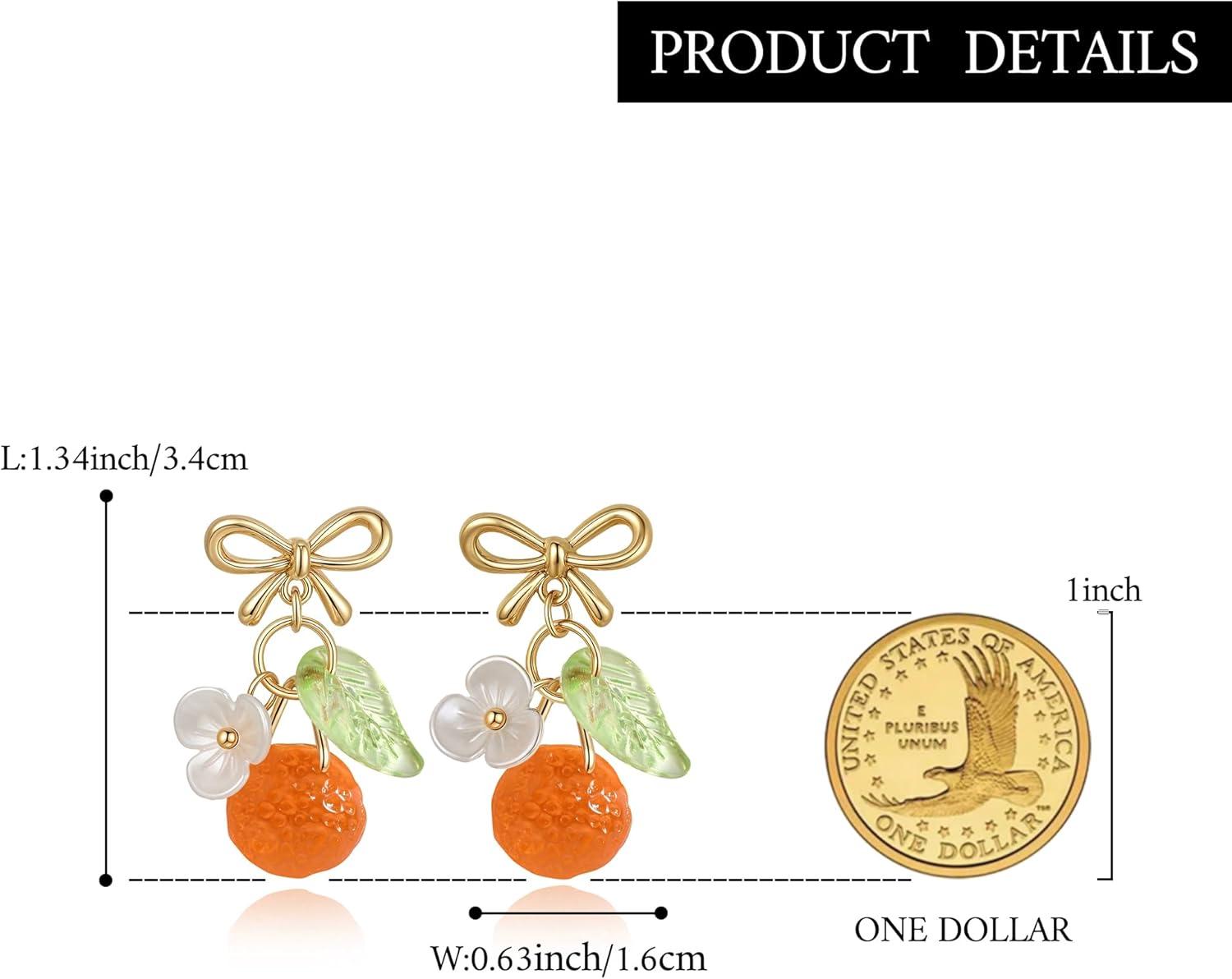 imageBriLove Cute Funny StudClip on Earrings For Women Orange Fruit Leaf Earring for Summer Beach Holiday Daily Wear Costume AccessoriesOrangeStud