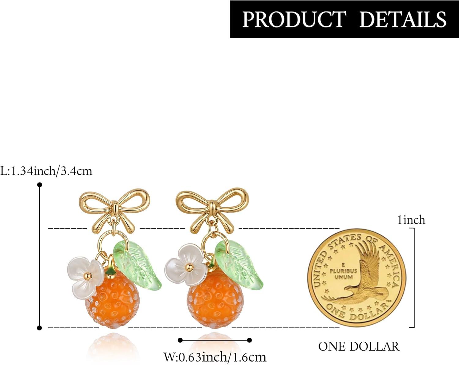 imageBriLove Cute Funny StudClip on Earrings For Women Orange Fruit Leaf Earring for Summer Beach Holiday Daily Wear Costume AccessoriesStud