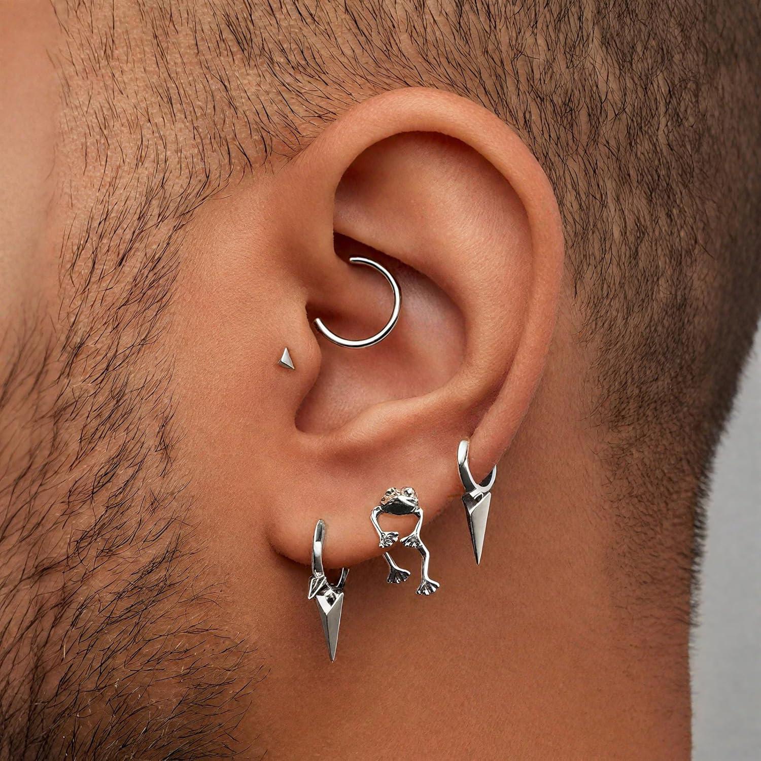 imageBriLove Frog Earring for WomenVintage Funny Frogs Shaped 925 Sterling Silver Post Stud Earrings 3D Animal Unique Costume Jewelry GiftsAntiqueSilverTone