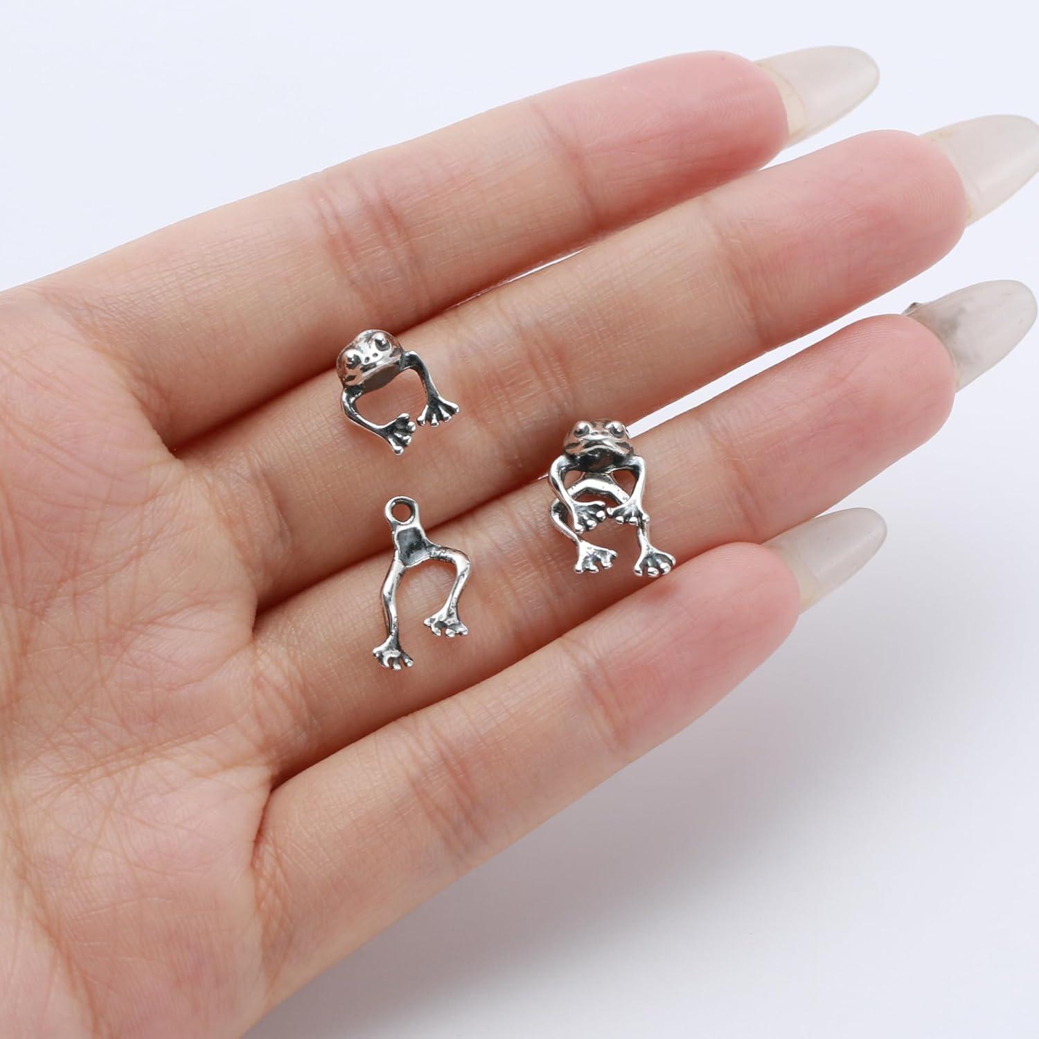 imageBriLove Frog Earring for WomenVintage Funny Frogs Shaped 925 Sterling Silver Post Stud Earrings 3D Animal Unique Costume Jewelry GiftsAntiqueSilverTone