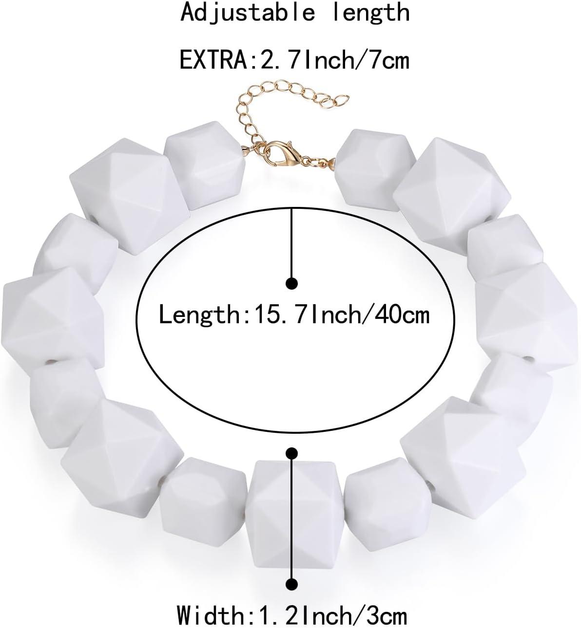 imageBriLove Halloween Costumes Necklace for Women Costume Geometric White Beads Strand Choker Necklaces Jewelry for Cosplay Party Prom AccessoryWhite GoldTone