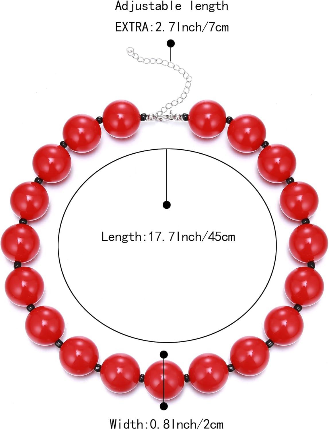 imageBriLove Womens Costume Beaded Strand Choker Necklace for Halloween Cosplay Party Prom AccessoryRuby Color SilverTone