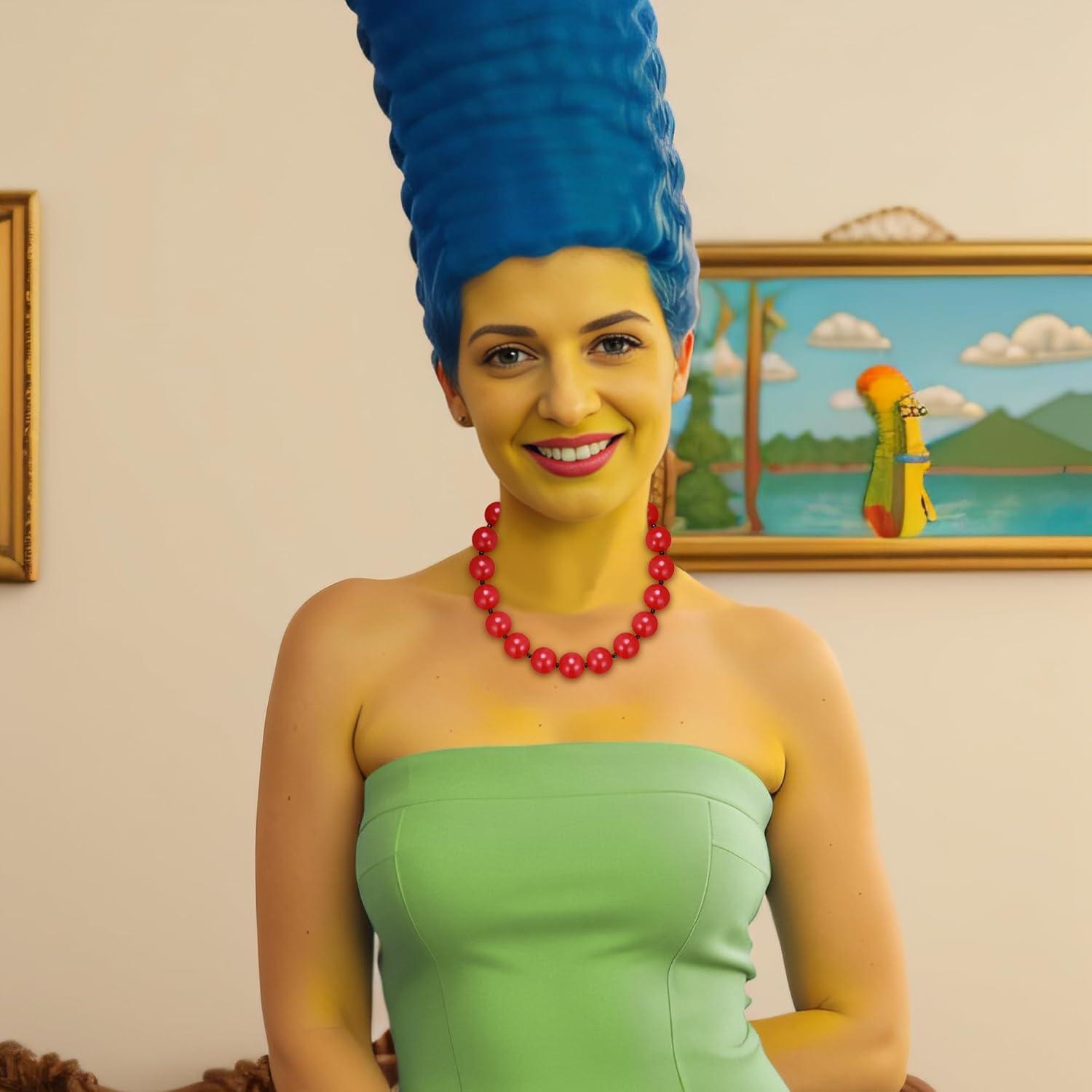 imageBriLove Womens Costume Beaded Strand Choker Necklace for Halloween Cosplay Party Prom AccessoryRuby Color SilverTone