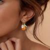 imageBriLove Cute Funny StudClip on Earrings For Women Orange Fruit Leaf Earring for Summer Beach Holiday Daily Wear Costume AccessoriesClipOn