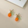 imageBriLove Cute Funny StudClip on Earrings For Women Orange Fruit Leaf Earring for Summer Beach Holiday Daily Wear Costume AccessoriesClipOn