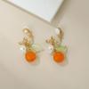 imageBriLove Cute Funny StudClip on Earrings For Women Orange Fruit Leaf Earring for Summer Beach Holiday Daily Wear Costume AccessoriesOrangeClip On